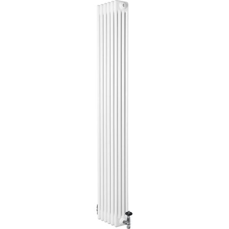 Traditional 4 Column Radiator & Valves - 1800 x 290mm - White