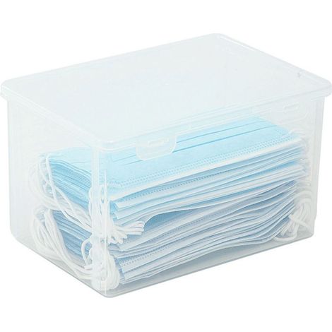 Große, transparente Aufbewahrungsbox aus Kunststoff, transparente Aufbewahrungstruhe für Zuhause, Studentenwohnheim, Büro, Größe L (21,5 x 14 x 10 cm) (1/5)