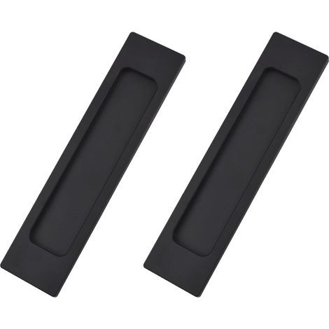 Set mit 2 schwarzen, selbstklebenden Griffen, kein Bohren erforderlich, für Schiebetüren im Scheunentorstil – Matte Aluminiumlegierung für Möbel und Fenster (1/5)