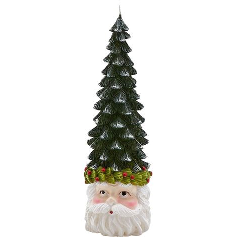 EDG Enzo De Gasperi Candela Babbo Natale Testa Pino H 19 Cm Bianco Verde (1/2)