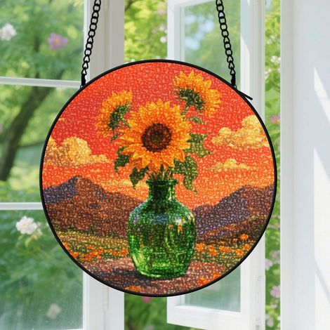 20cm Suspension décorative vitrale pour fenêtre, décoration pour fenêtre intérieure, élément floral, cadeau pour amateurs de fleurs, pendaison de crémaillère, cadeau pour elle (1/5)