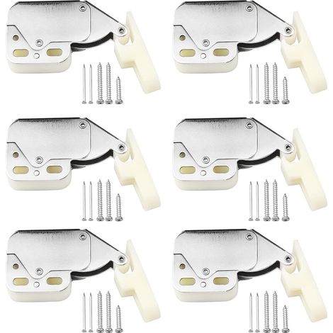 6 piezas Mini pestillos táctiles pestillos de puerta Mini pestillo pestillo de bloqueo de resorte con tornillos para puertas de casa armarios ventanas (1/5)