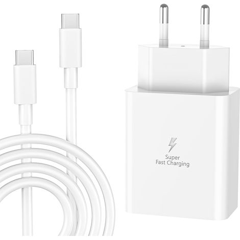 Caricabatterie USB C 45w, par Samsung GalaxyS25,S24,S23,S22,S21,Ultra,S20,S20 +,S10,S9,Note20,10,A54,A56,A55 5G,A34,A16,A15,A06,A23 Caricabatterie Samsung, Con 2M Cavo, caricatore USB c rapido(Blanc) (1/5)