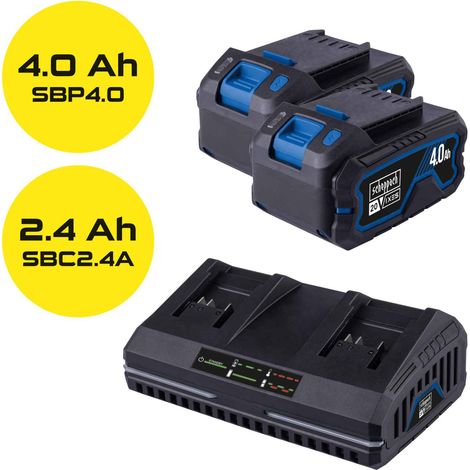 Kit de arranque 2 baterías 20V litio 4.0Ah Doble batería Cargador sbsk4.0-twin (1/2)