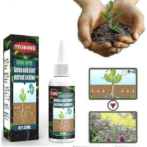 Solution nutritive pour plantes à base d'acides aminés (30 ml), engrais liquide de croissance pour plantes d'usage général, améliore la qualité du sol, aliment essentiel pour le jardin. (1/4)