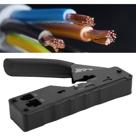 Pince multifonction 6P8P pour sertir, dénuder et couper les câbles réseau, outil de sertissage pour têtes RJ45, noir (1/5)