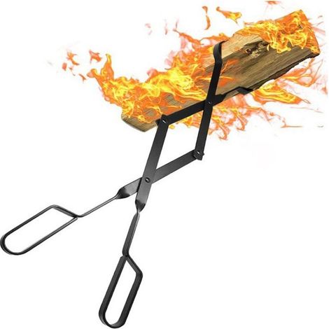 Pince à Cheminée, Longue de 64cm Pince à Bois de Chauffage, Pince à Bûches Accessoires de Cheminée pour Foyer Intérieur Cuisinière D'extérieur Feu de Camp et Camping Grill (1/5)