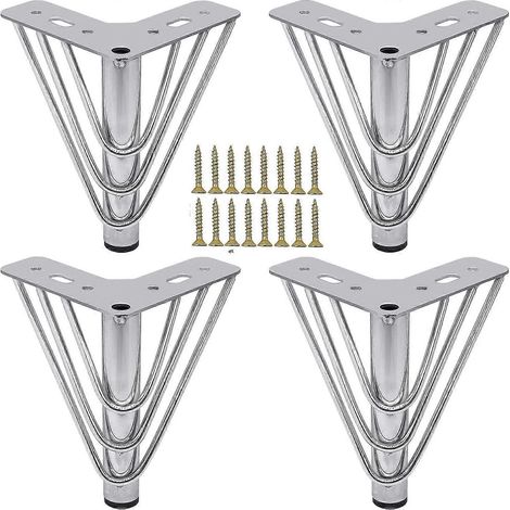 Quatre pieds de meubles en métal chromé, élégants et raffinés, pieds de canapé remplaçables, également adaptés aux tables basses de 15 cm de hauteur, aux meubles TV et aux meubles de salle de bain, vi (1/5)