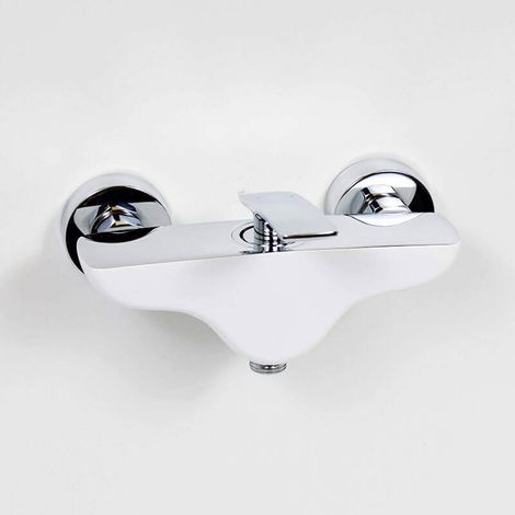 Robinet Mitigeur de Douche Mural - Chromé et Blanc - Concep't (1/5)
