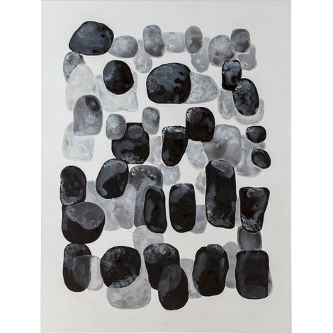 toile acrylique abstraite noir et gris élégance contemporaine - noir effet galet et gris clair (1/2)