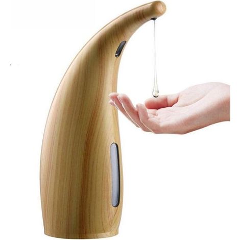 Distributeur de Savon Automatique à Capteur Infrarouge, Sans Contact, Étanche IPX6, pour Maison, École, Bureau, Hôtel, Restaurant (Bois Clair) (1/5)