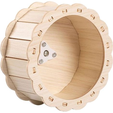 Roue à roulettes pour Hamster Silencieuse en Bois 13 Cm, Roue d'exercice Décorative pour Petits Animaux, Jouet pour Hamster, Hérisson, et Rongeurs, Accessoire Compatible Cages (1/5)