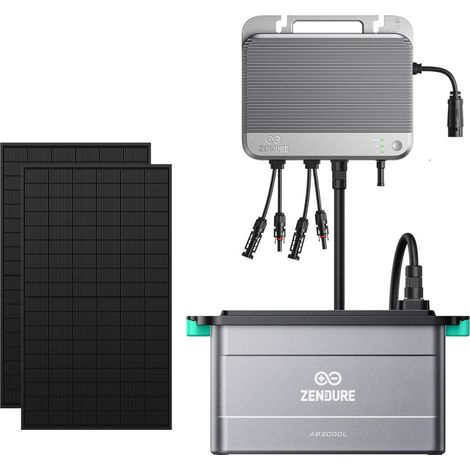 Zendure SolarFlow 800 – 800W Balkonkraftwerk Komplettset mit Mikrowechselrichter, direkt an Steckdose betreibbar, mit 450W x2 bifaziale Solarmodule inkl. Zubehör, AB2000L 1920Wh Kapazitäten
