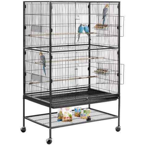Cage Oiseau 80x52x132 cm Volière Oiseaux Toit Plat Cage (1/5)