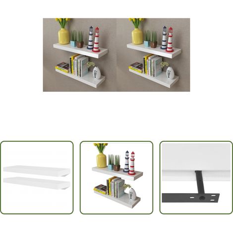Étagères suspendues - Étagères murales 4 pcs Blanc 60 cm (1/5)