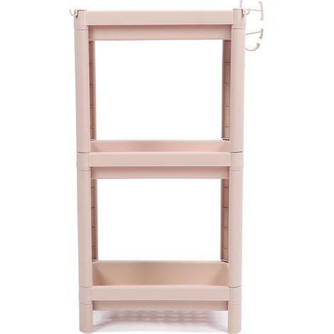 Étagère de rangement de sol pour salle de bain, multifonctionnelle, à plusieurs niveaux, stable, durable, autoportante, d'angle, beige, 3 niveaux (1/5)