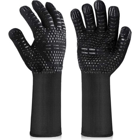 Gants de Barbecue anti-chaleur Gants Four Résistant à la Chaleur Gants Cuisine Résistant à la Chaleur et Antidérapants BBQ, Gril, Cuisson au Four, Cheminée, Noir (1/5)
