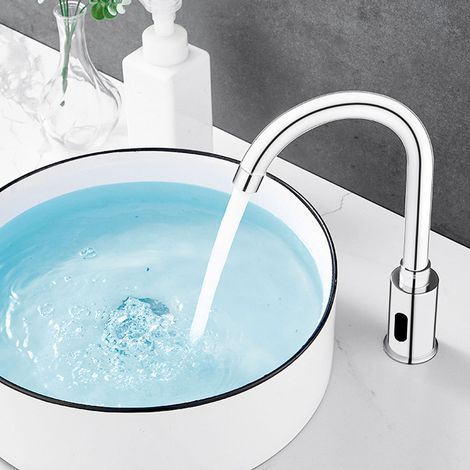 Robinet Infrarouge sans Contact Eau Froide Lavabo Cuisine (1/4)
