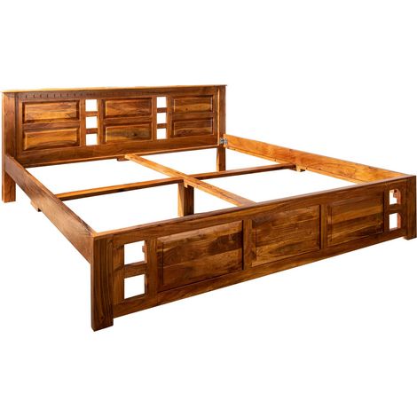 OXFORD 0254 Letto matrimoniale in legno di acacia - laccato / miele 200x200