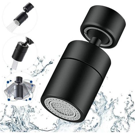 Aérateur De Robinet Pivotant 360 Degrés 2 Modes Réglable Avec Adaptateur 24mm 22mm Bronze Huilé Noir (1/4)