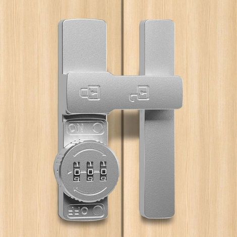 Serrure à combinaison à 180 degrés avec code sans clé à 3 chiffres pour portes, granges, garages, abris de jardin et armoires de fenêtre (argent) (1/5)