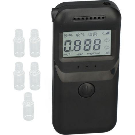 Vérificateur d'alcool numérique, analyseur d'haleine Portable, écran LCD, testeur de haute précision, 4 unités de commutation, 5 embouts buccaux (1/5)
