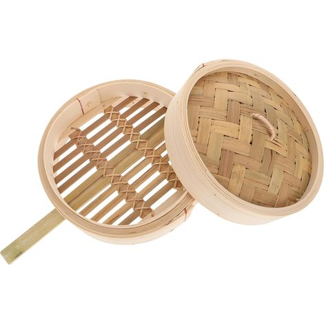 Panier vapeur de 16,5 cm avec couvercle - Cuiseur vapeur naturel pour dim sum, raviolis et légumes, outil de cuisson vapeur réutilisable (1/5)