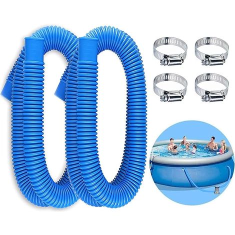 2 pièces Tuyau pour Piscine,Tuyau de Rechange pour Piscine,Pompe à Filtre avec 4 Pinces Métalliques,Tuyaux de Rechange pour Piscines Hors Sol(1.5m)