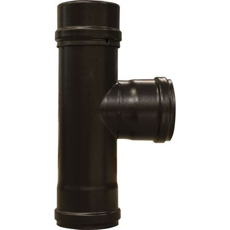RACCORDO "T" TUBO STUFA PELLET F/F Ø 8CM NERO SP.1 s/tappo