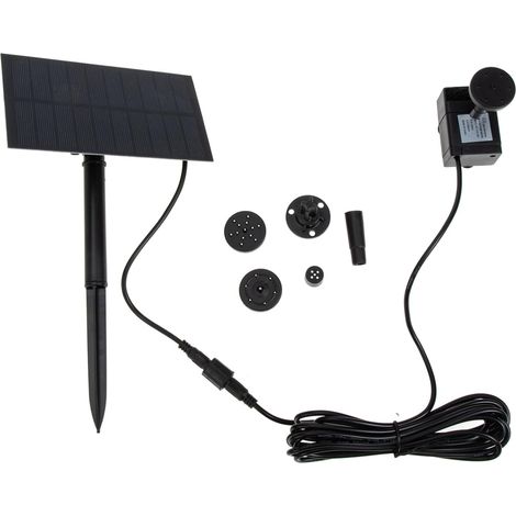 Pompe à Eau Solaire pour Fontaine de Jardin 260l/h en Abs Noir Design Simple et Faible Bruit pour Bassins et Jardins (1/5)