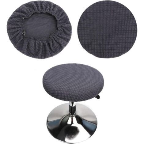 (Gray) Set of 2 round stool covers, round bar stool covers, washable and easy to care for, soft and durable, suitable for 35-42cm stools (1/4)