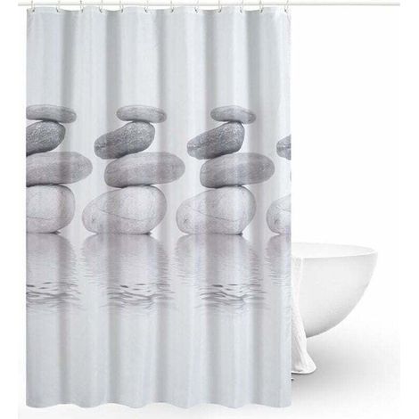Duschvorhang, Stoffduschvorhang, schimmelresistenter Duschvorhang, wasserdichter Duschvorhang, Polyester, maschinenwaschbar (180 cm x 180 cm) - Crezuo