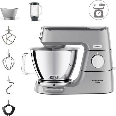 KENWOOD KVC85.124.SI - Robot patissier Titanium Chef Baker - 2 bols en inox 3,5L et 5L - Balance integree 6kg - Blender 1,8L - 1 (1/5)