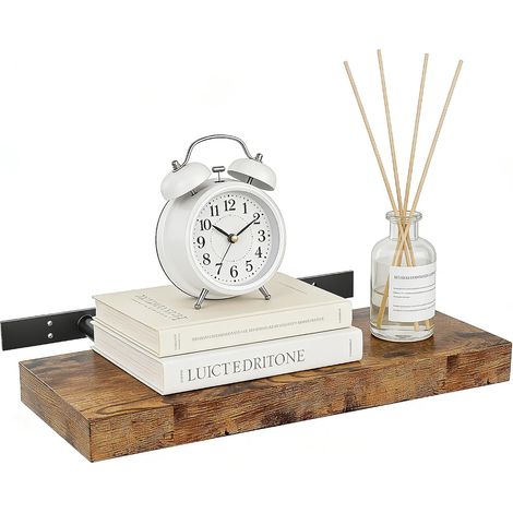 Lot de 1 Étagère Murale en Bois 40x15x3 cm, Brun Étagère de Salle de Bain, Étagères Murales Flottantes de Style Rustique pour Maison, Salle de Bain, Cuisine (1/5)