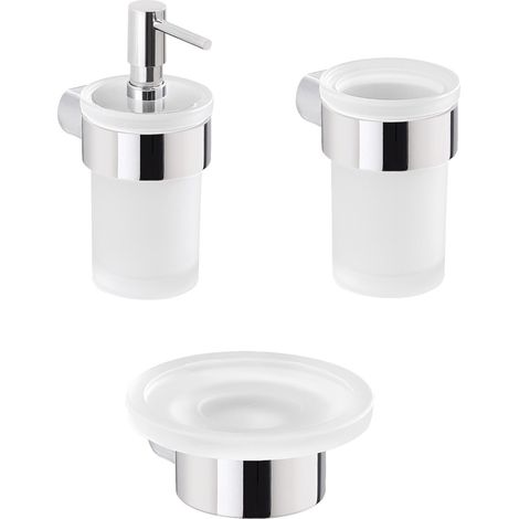 Set portaspazzolini, dosasapone e portasapone da muro Gedy linea Pirenei cromato (1/3)