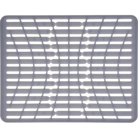 Tapis d'égouttage pour évier de cuisine - Gris - 32 x 28,5 cm - Silicone - Tapis de séchage antidérapant (1/5)