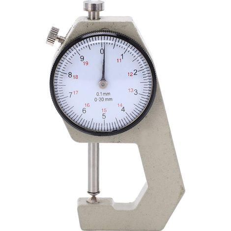 Micromètre d'épaisseur portable à échelle transparente et aiguille, résistant à l'usure, pour mesures de 0 à 20 mm. (1/5)