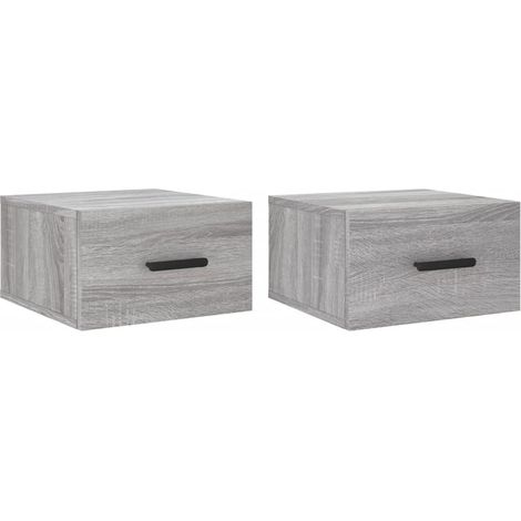 Maison Exclusive - Mesitas de noche de pared 2 uds color gris Son