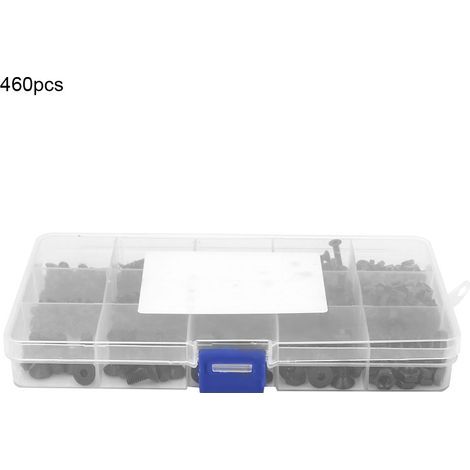 460 pièces Vis à tête fraisée hexagonale plate M3 M4 M5 Noir Classe 10.9 avec écrous (1/5)