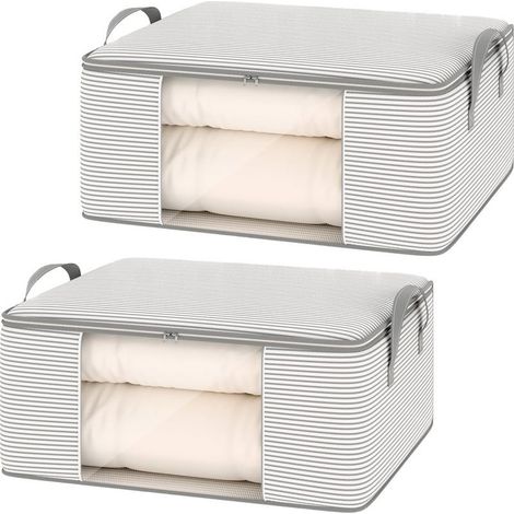 2 Pièces 55 x 35 x 25cm Sac de Rangement Vetement, Housse de Rangement Couette, Rangements de Vêtements, Sac de Rangements Pliable pour Vêtement, pour Oreillers, Serviettes, Couvertures (1/5)