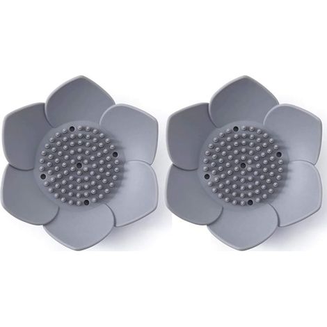 Lot de 2 porte-savon en silicone motif fleurs japonaises(gris) (1/4)