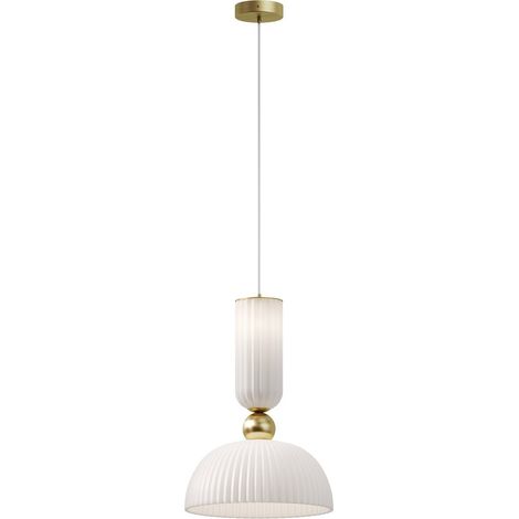 Maytoni Antic Plafonnier suspendu moderne en forme de dôme doré, 2 700 K, 510 lm, 1 culot E27, abat-jour blanc