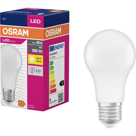 OSRAM 4099854109775 LED EEK F (A - G) E27 Glühlampenform 8.5 W = 60 W Warmweiß (Ø x H) 60 mm x 60 mm (1/5)
