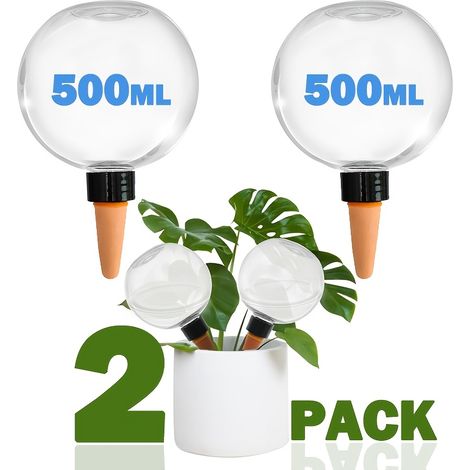 Boules d'arrosage pour plantes avec pointes en terre cuite, dispositif d'arrosage automatique par goutte-à-goutte – Lot de 2 (1/5)