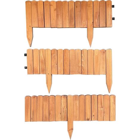 Set of 3 Wooden Lawn Edging Log Roll Style Panels (200cm x 20cm) (1/5)
