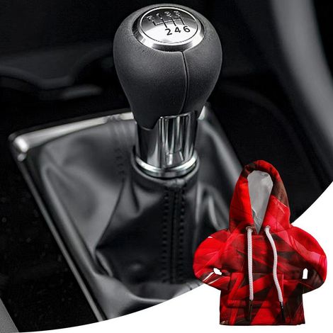 New car gear shift cover with blood-red floral pattern, a mini sweatshirt style. (1/4)