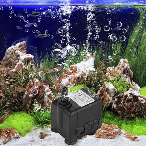 Pompe à eau submersible 6W ultra silencieuse noire pour aquarium et fontaine – débit 450 L/h, hauteur 0,9 m (1/4)
