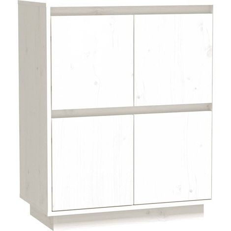 Sideboard/Anrichte/Buffet Weiß 60x34x75 cm Massivholz Kiefer LXWW526125 (1/5)