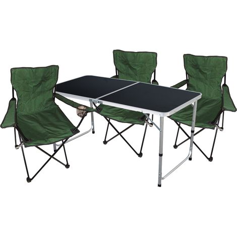 4-tlg Campingtisch + 3x Anlerstuhl Grün-MMC330872B+3xMPO2432 (1/4)