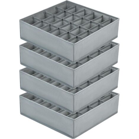Boîte De Rangement Pour Sous-Vêtements Et Chaussettes - Pliable - Tissu Anti-Moisissure - 32x32x10cm - Pour Tiroirs De Placard - Lot De 4 (1/5)